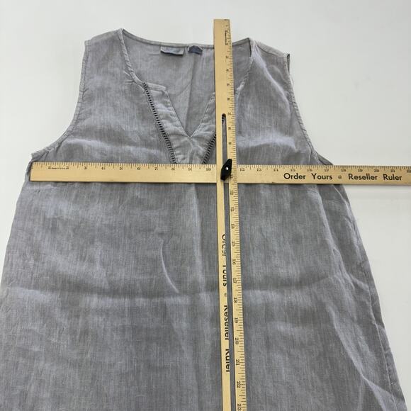 Sigrid Olsen Linen Tunic Dress Womens Small Gray Sleeveless V Neck Shift Trim - Picture 4 of 6
